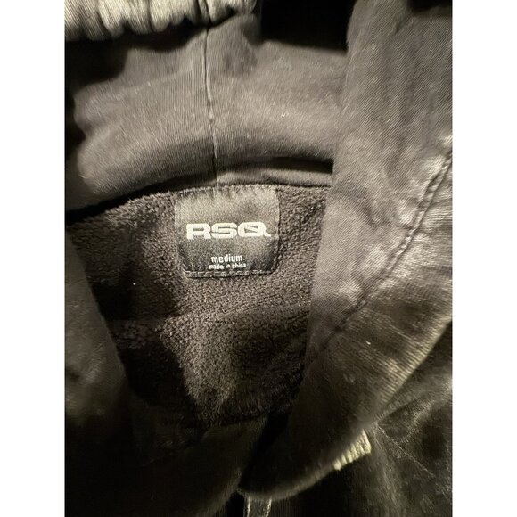 RSQ Men Medium Black Gray Marble Wash Hoodie Streetwear Goth Emo - Picture 4 of 8